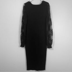 Chic Black Dress with Lace Sleeves